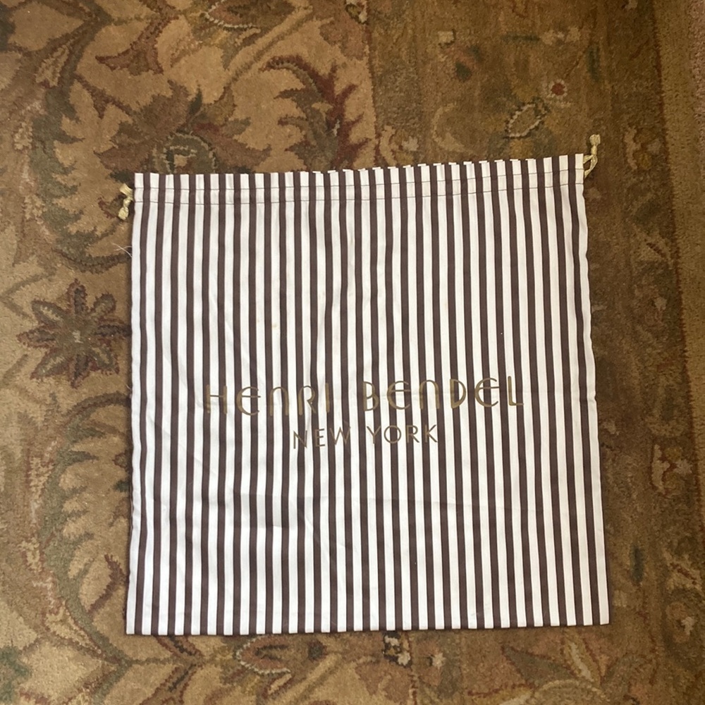 Henri Bendel Brown and White Striped Bag.